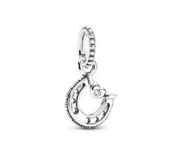 Pandora – Charm pendentif Fer à Cheval et Cœur en argent sterling, zircones cubiques transparentes