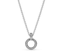 Pandora Pendentif Logo Cercles entrelacés en argent sterling avec zircones cubiques transparentes et collier, 45