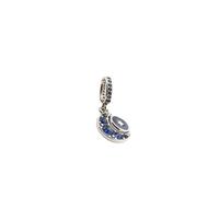 Pandora Moments Charm pendant rotatif Lune – argent sterling, émail bleu, cristal bleu