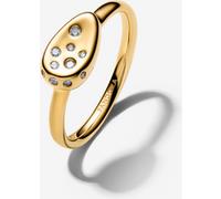 PANDORA 164672C01 Bague chevalière ovale pour femme avec oxyde de zirconium Doré, 56/17,8, Argent sterling, Zircone cubique