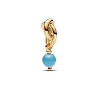 Pandora Pndora Moments 763462C12 Breloque en forme de cercle d'éternité bleu turquoise en argent sterling avec alliage plaqué or et cristal artificiel compatible avec les bracelets Moments, taille