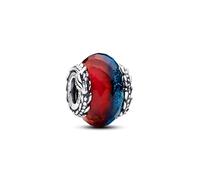 Pandora Charm Project House Feu et Glace – Argent sterling, verre de Murano rouge et bleu à facettes