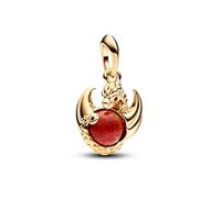 Pandora Project House Charm pendant Feu de Dragon en métal plaqué or 14 carats avec cristal rouge et opale rouge créée en laboratoire