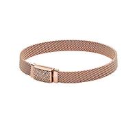 Pandora Reflexions Bracelet Pavé Fermoir long en métal plaqué or rose 14 carats avec zircones cubiques transparentes, 16