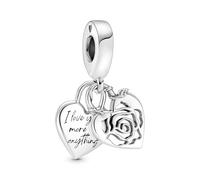 Pandora Charm pendant Moments Double Cœur Rose – Argent sterling
