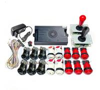 Pandora Saga DX 9800 en 1 Version spéciale Arcade Board DIY Kit jusqu'à 4 joueurs Compatible jeux 3D Boutons Harnais Câble (Rouge Noir)