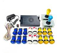 Pandora Saga DX 9800 en 1 Version spéciale Arcade Board DIY Kit jusqu'à 4 joueurs Prend en charge les jeux 3D Joystick Boutons Harnais Câble (Bleu Jaune)