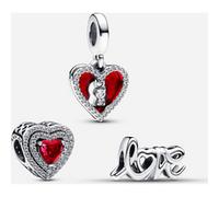 Pandora Set de Charms Cœurs Rouges et Love one size