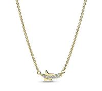 Pandora Shooting Star Collier plaqué or 14 carats avec zircone cubique transparent, 45 cm, Argent sterling, Pas de gemme
