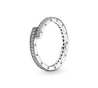 Pandora Signature Bague Chevauchante scintillante en argent sterling avec zircones cubiques transparentes, taille 48
