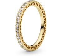 Pandora Signature Bague Cœurs de Pandora en métal plaqué or 14 carats avec zircones cubiques transparentes, taille 64