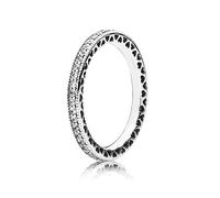 Pandora Signature Bague Cœurs Scintillement en argent avec zircones cubiques transparentes, taille 50