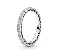 Pandora Signature Bague Cœurs Scintillement en argent avec zircones cubiques transparentes, taille 58