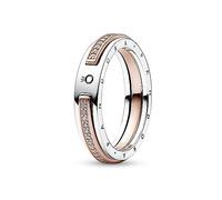 Pandora Signature Bague Logo bicolore Pavé