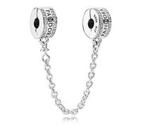 Pandora Signature Chaînes de confort Logo en argent sterling avec zircones cubiques transparentes et attache en silicone