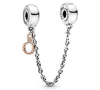 Pandora Signature Chaînes de confort Logo et couronne pendante en argent sterling avec zircones cubiques transparentes et attache en silicone