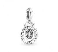 Pandora Signature Collection 799490C01 Breloque en argent sterling avec logo en forme de cercles avec pierres de zircone cubique, taille unique, Métal précieux, Pas d'autres matériaux