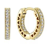 Pandora Signature Créoles Cœur Pavé en métal plaqué or 14 carats