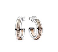 Pandora boucles d'oreilles logo et pavé à deux tons