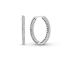 Pandora Signature Créoles scintillantes Cœurs avec zircones cubiques transparentes