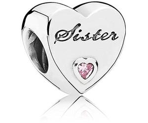 Pandora Sister's Love Silver Charm with Pink Cubic Zirconia 791946PCZ
