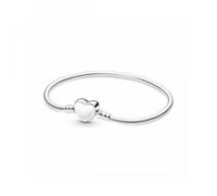 PANDORA Snake Chain Sterling Silver Bracelet with engravable Heart Clasp