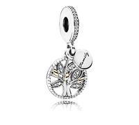 Pandora – Charm pendentif Arbre de vie – Argent, zircones cubiques transparentes, 14 carats