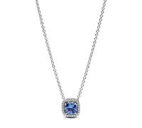 Pandora Collier 393560C01-45 – Pendentif carré scintillant en argent sterling, zircone bleue, 45 cm