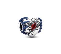 PANDORA Stranger Things 793565C01 Breloque en forme de cœur phosphorescente en argent sterling avec cristal artificiel compatible avec bracelets Moments, Rot, Argent sterling, Cristal artificiel