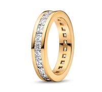 PANDORA Timeless 163797C01-56 Bague en argent sterling plaqué or 14 carats avec oxyde de zirconium Taille 56, Argent sterling, Zircone cubique