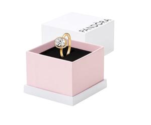 PANDORA Timeless 163802C01-56 Couronne de Rayons Ovale Scintillante en Argent Sterling plaqué Or 14 carats avec oxyde de Zirconium Taille 56, Argent Sterling, Zircone cubique