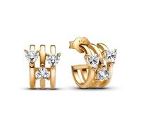 Pandora Boucles d'oreilles 263656C01 triple cœur argent sterling alliage plaqué or zircone cubique