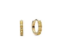 Pandora Timeless 263849C01 Boucles d'oreilles Huggie en argent sterling plaqué or 14 carats avec zircones, 11,8x10,8x2,2 mm, Argent sterling, Pas de gemme
