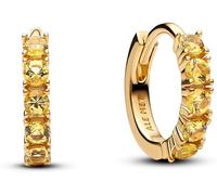 Pandora Timeless 263849C01 Boucles d'oreilles Huggie en argent sterling plaqué or 14 carats avec zircones