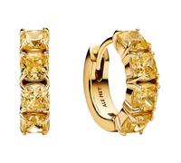 Pandora Timeless 263851C02 Boucles d'oreilles créoles en argent sterling plaqué or 14 carats avec zircones Jaune, 15,5x14,7x4,2 mm, Argent sterling, Pas de gemme