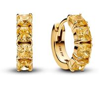 Pandora Timeless 263851C02 Boucles d'oreilles créoles en argent sterling plaqué or 14 carats avec zircones Jaune