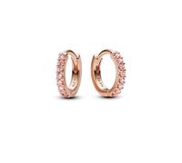 Pandora Timeless 283015C01 Boucles d'oreilles Huggie rose scintillantes en argent sterling avec alliage plaqué or rose et zircone, Rosa, Argent sterling, Zircone cubique