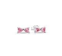 Pandora Timeless 293505C01 Boucles d'oreilles en argent sterling avec nœud rose scintillant et zircone, Rosa, Argent sterling, Zircone cubique