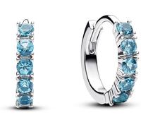 Pandora Timeless 293849C01 Boucles d'oreilles Huggie bleu clair en argent sterling avec zircone