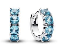 Pandora Timeless 293851C01 Boucles d'oreilles créoles en argent sterling avec cristaux artificiels bleu aigue-marine