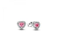 PANDORA Timeless 298427C02 Boucles d'oreilles en Forme de cœur Rose en Argent Sterling avec zircone, 3,5x6,8x7 mm, Argent Sterling, Zircone cubique