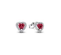 Pandora Boucles d'oreilles Timeless 298427C04 Cœur rouge en argent sterling zircone Taille unique