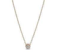 PANDORA Timeless 363548C01-45 Collier avec pendentif en forme de couronne de rayons en argent sterling plaqué or et oxyde de zirconium, 45 cm, Argent sterling, Zircone cubique