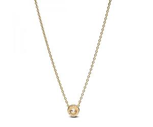 Pandora Timeless 363548C01-45 Collier avec Pendentif en Forme de Couronne de Rayons en Argent Sterling plaqué Or et oxyde de Zirconium, 45 cm, Argent Sterling, Zircone cubique