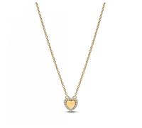 Pandora Collier Timeless 364364C01-45 — Pendentif cœur gravé, plaqué or 14 carats, zircone, 45 cm