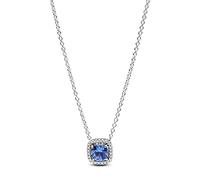 PANDORA Timeless 393560C01-45 Collier avec pendentif carré scintillant en argent sterling avec zircone Bleu 45 cm, 45 cm, Argent sterling, Pierres mixtes