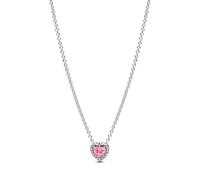 PANDORA Timeless 398425C02-45 Collier en Forme de cœur en Argent Sterling avec zircone Rose 45 cm, 45 cm, Argent Sterling, Zircone cubique