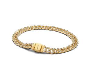 PANDORA Timeless 563008C01-20 Cuban Bracelet à maillons en Argent Sterling plaqué Or et oxyde de Zirconium Taille 20 cm, 20 cm, Argent Sterling, Oxyde de Zirconium