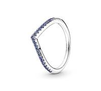 Pandora Timeless Bague Bleue Scintillante Vœu en argent sterling avec cristal bleu, taille 58