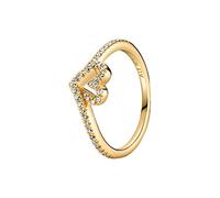 Pandora Timeless Bague chevron Cœur en métal plaqué or 14 carats avec zircones cubiques transparentes, taille 60